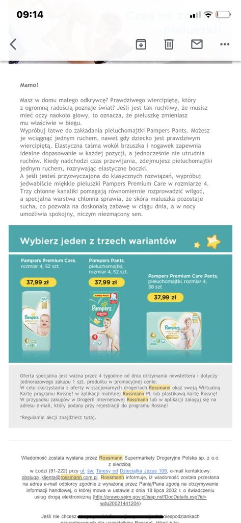 pieluchy pampers care 1