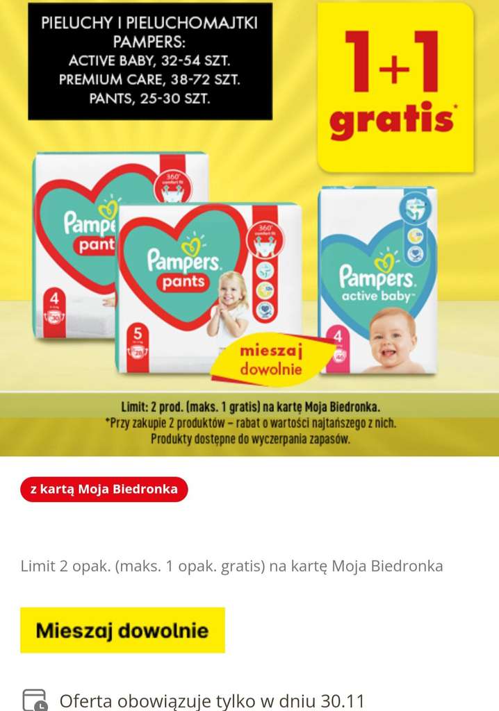 pieluchomajtki pampers pants 5 promocja