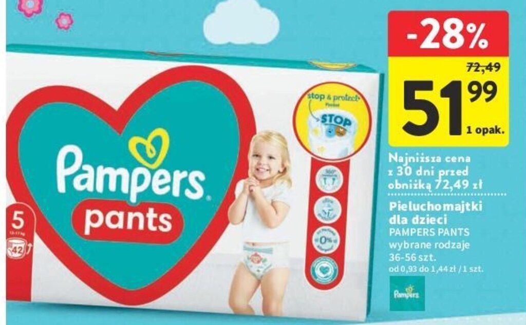 pieluchomajtki pampers pants 4 mega pack